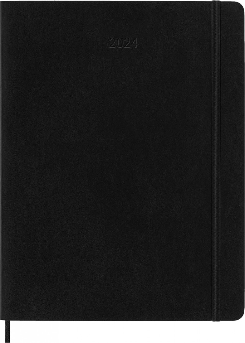 Moleskine 2024 Weekly Planner, 12M, Extra Large 19x25, Black, Soft Cover