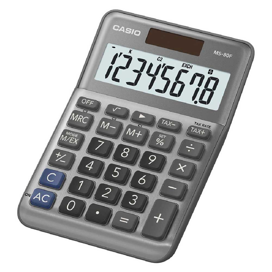 Αριθμομηχανή Επιτραπέζια Tax & Exchange Grey MS-80F Casio