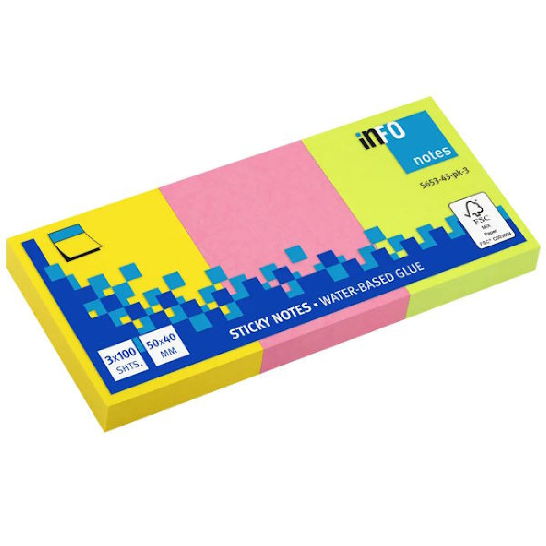 Χαρτάκια Σημειώσεων Αυτοκόλλητα Brilliant Colour 5653-43-pk-3 Info Notes