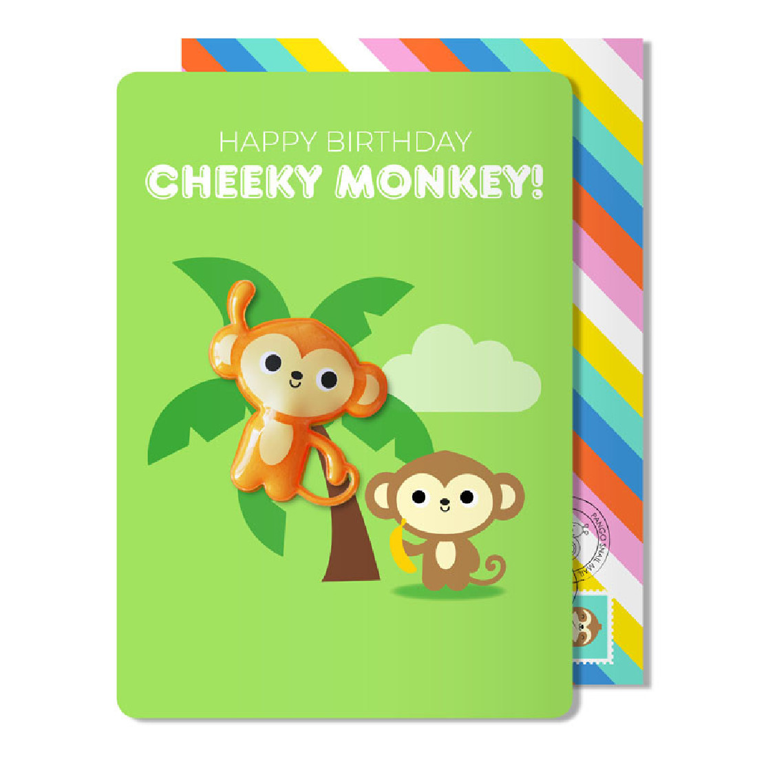 Ευχετήρια κάρτα με αποσπώμενο μαγνητάκι Happy Birthday Chekky Monkey! Pango