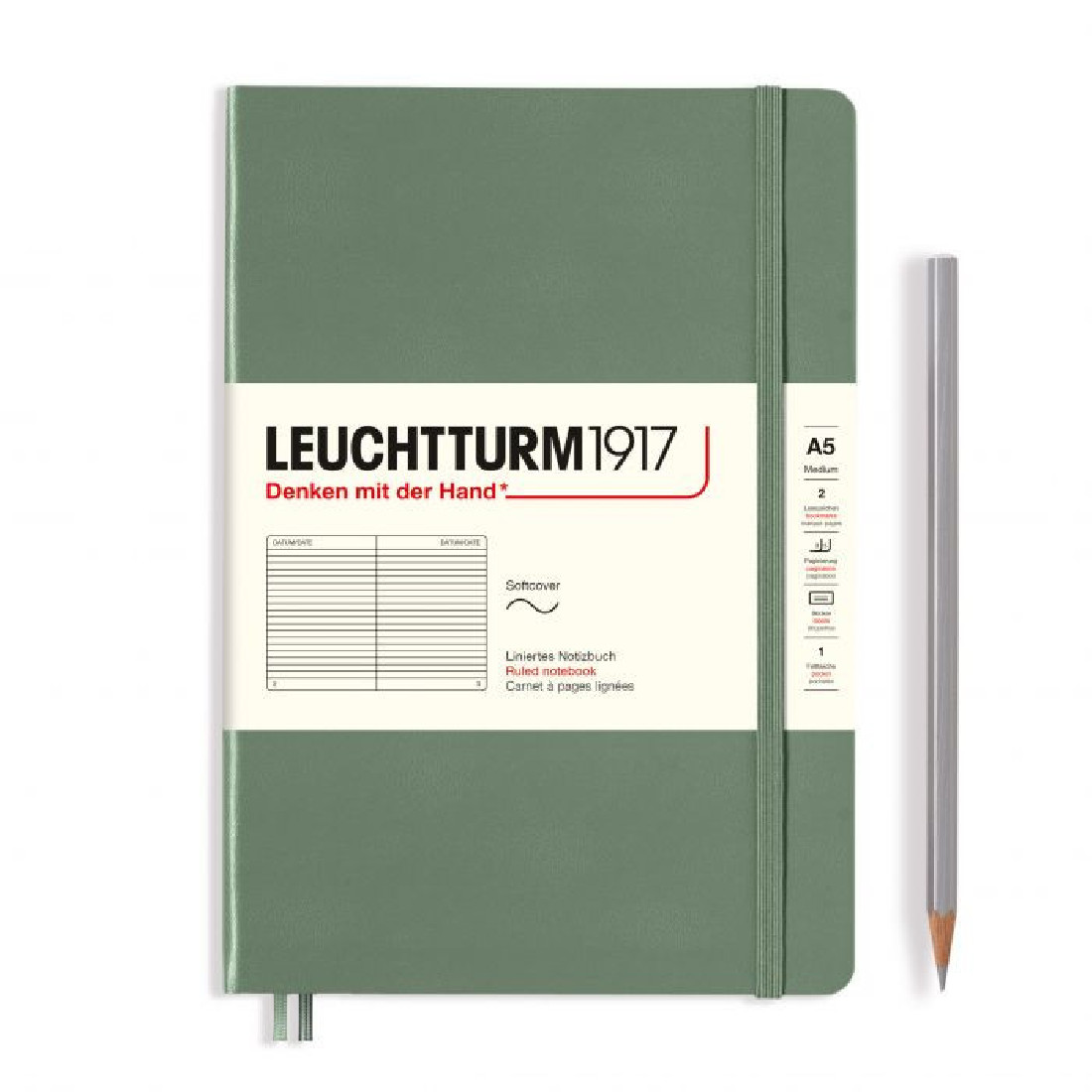 Leuchtturm 1917 Notebook A5 Olive Ruled Soft Cover