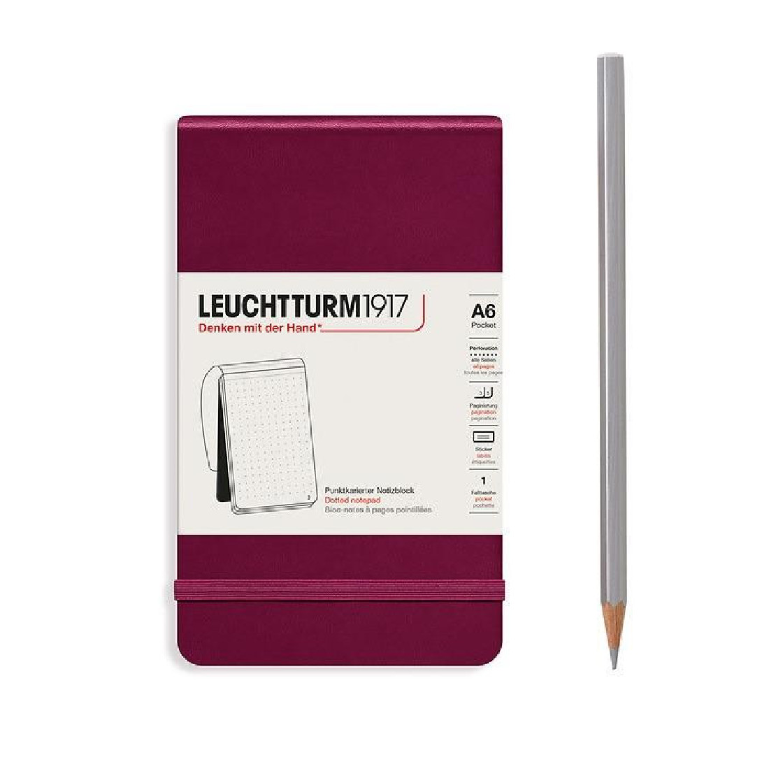 Leuchtturm 1917 Reporter Notepad A6 Port Red Dotted Hard Cover L