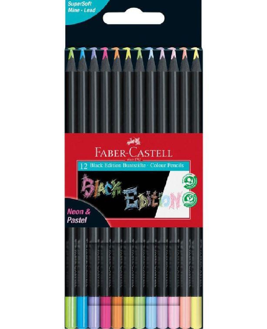 Faber-Castell Colour Pencils Black Edition Neon and Pastel 12pcs 116410