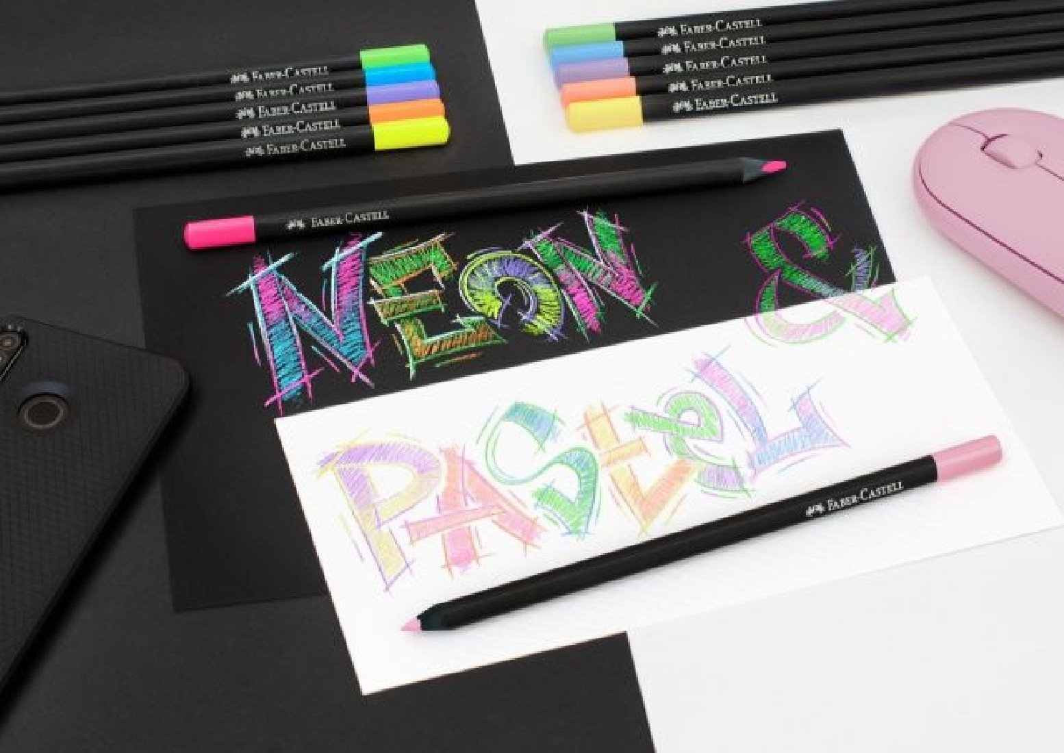 Faber-Castell Colour Pencils Black Edition Neon and Pastel 12pcs 116410