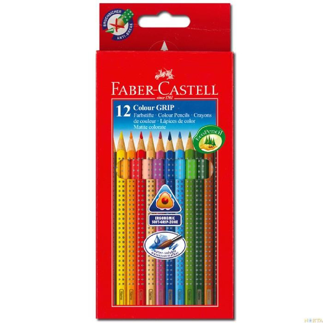 Faber Castell Colour Grip colour pencil, cardboard wallet of 12 112412