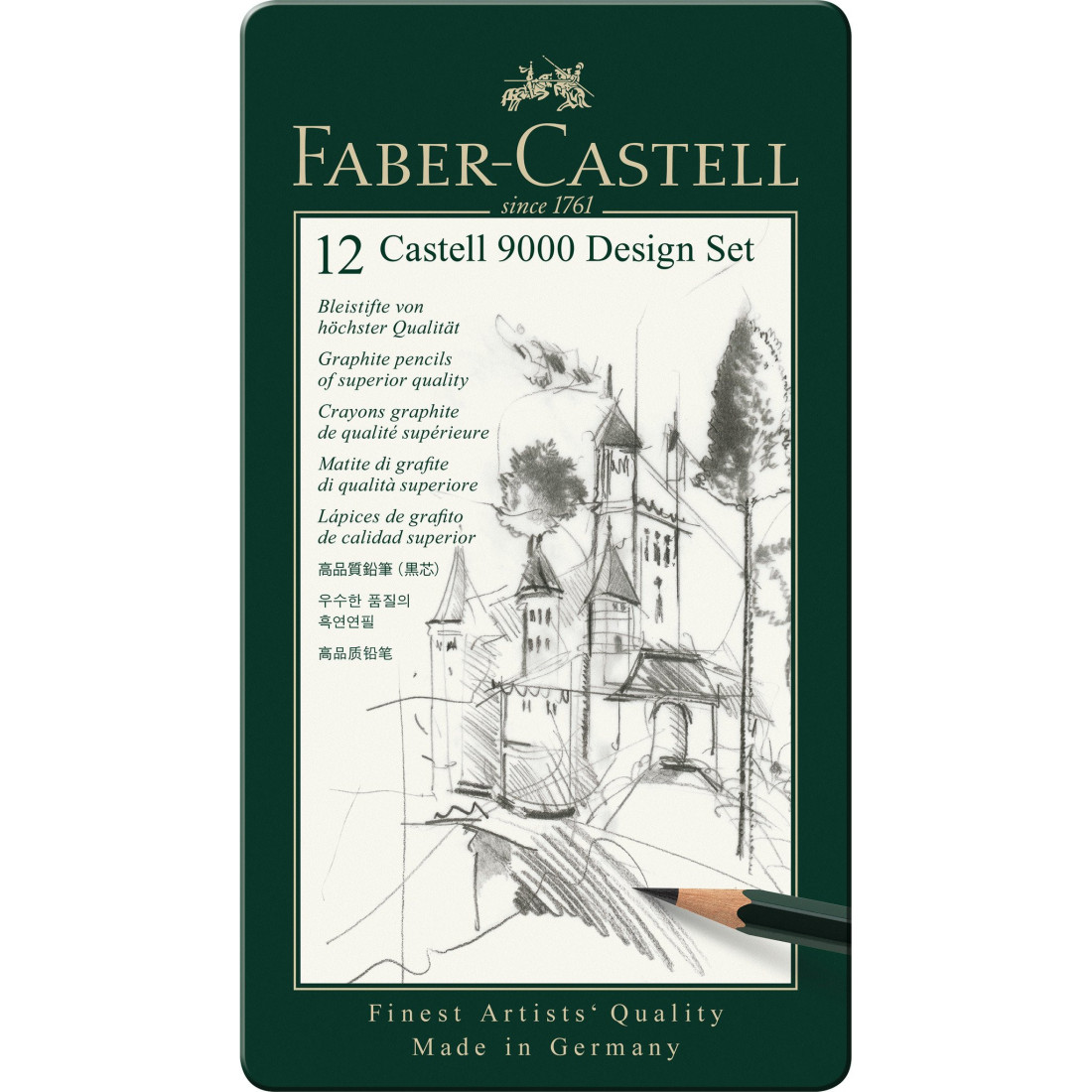 Faber Castell 9000 Graphite Pencil Design Set - Tin of 12 119064