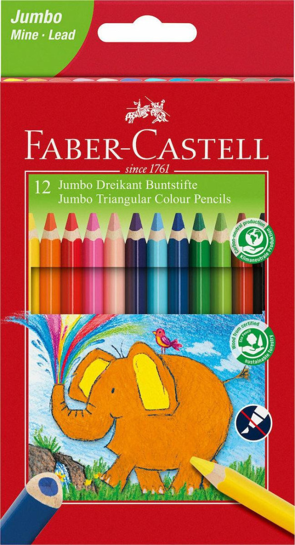 Faber Castell Colour pencils extra jumbo wallet of 12 116501