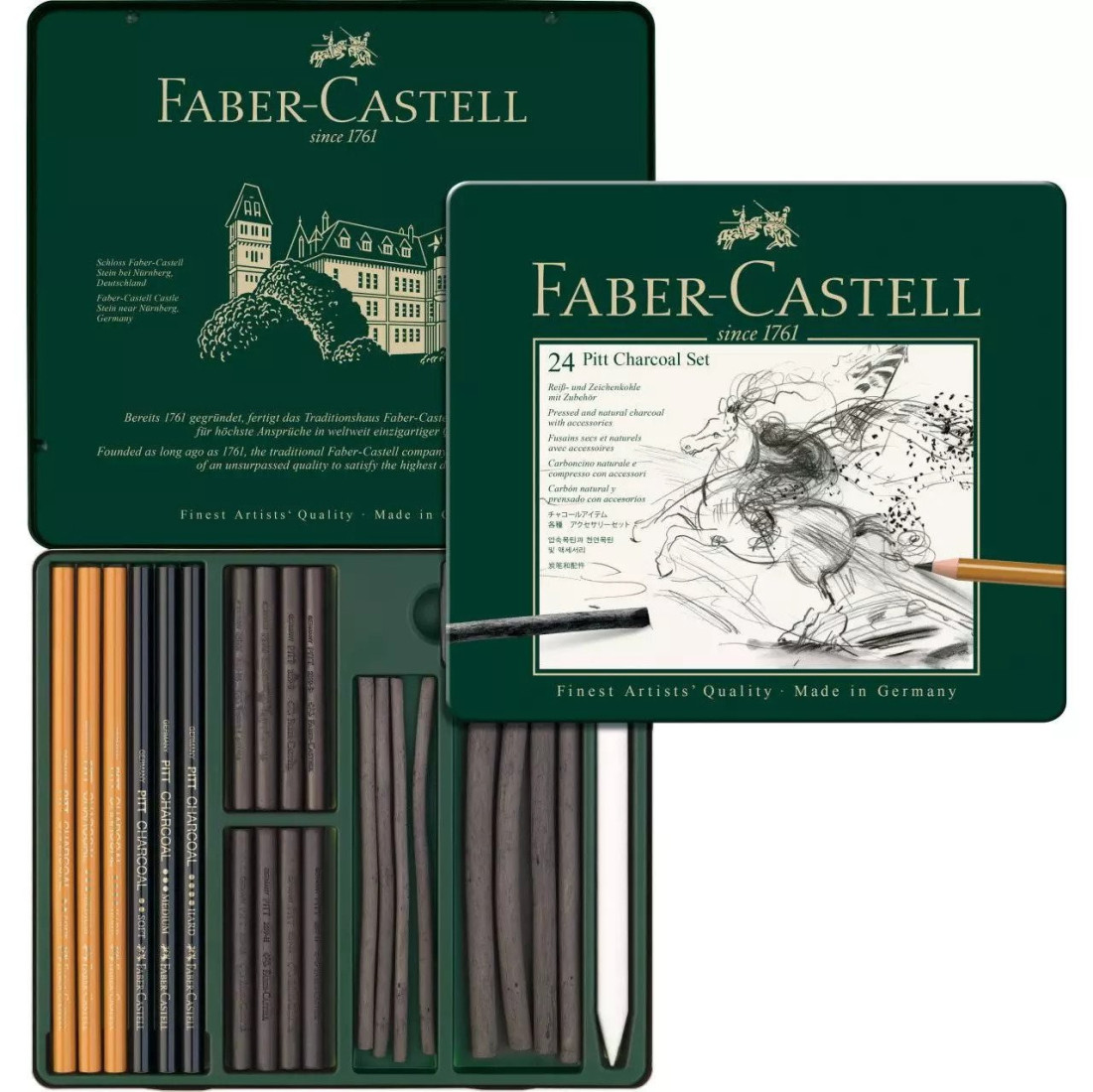 Faber Castell Pitt Charcoal set, tin of 24  112978