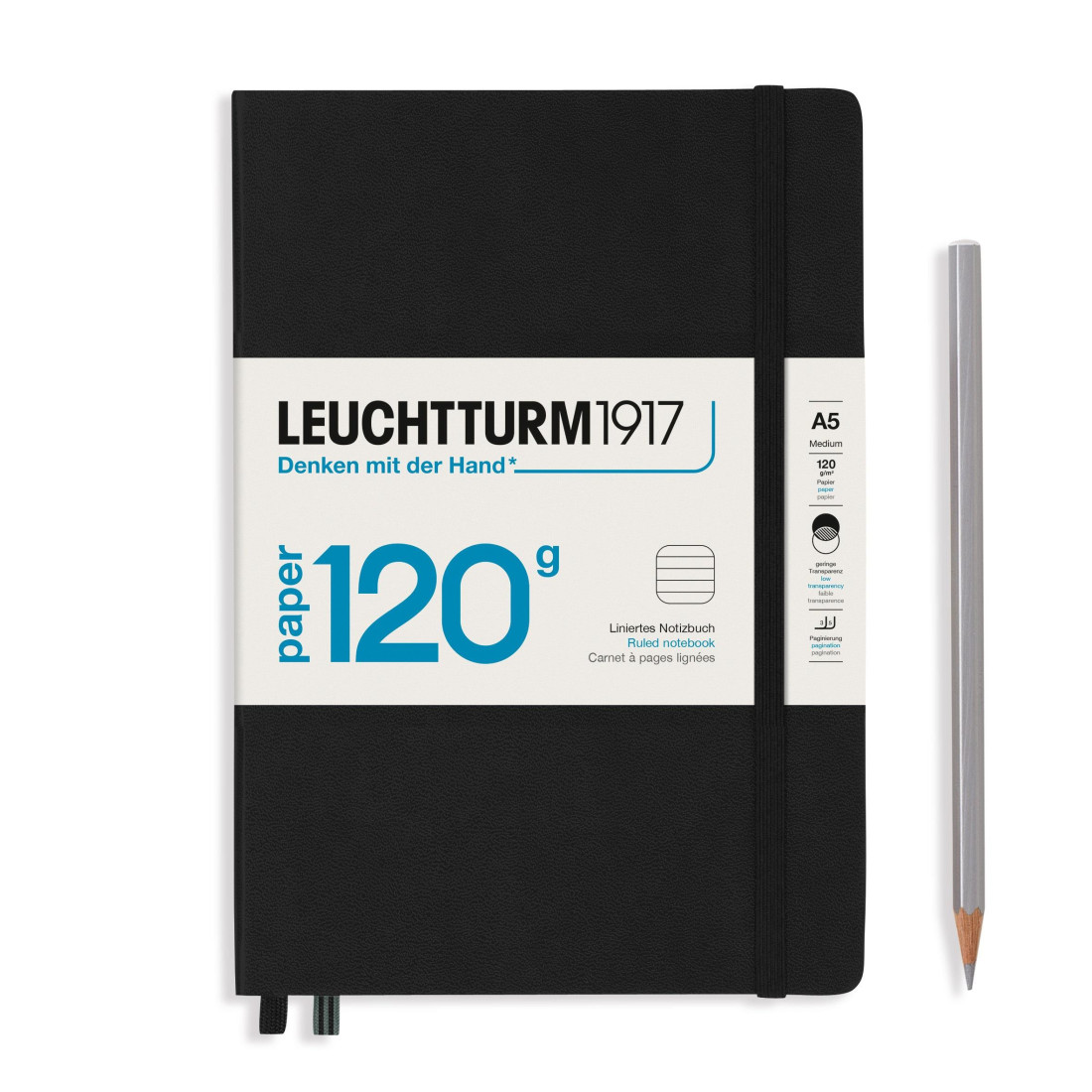 Leuchtturm 1917 Notebook A5 Edition 120g Black Ruled Hard Cover L