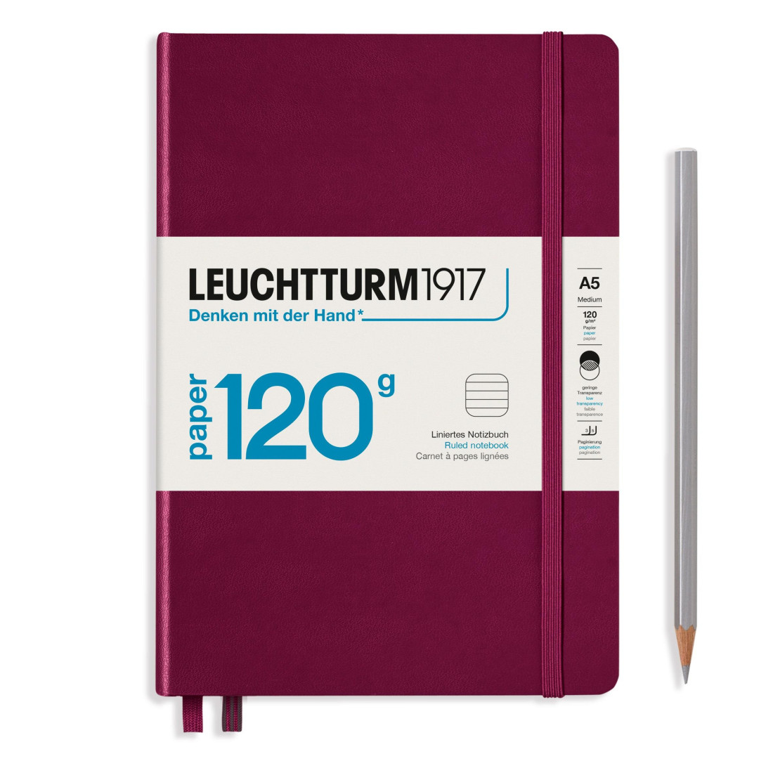 Leuchtturm 1917 Notebook A5 Edition 120g Port Red Ruled Hard Cover