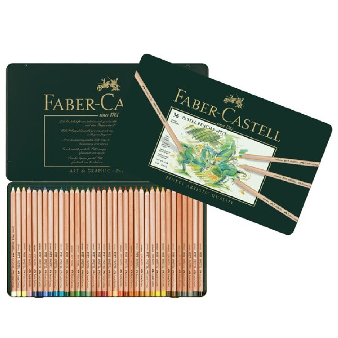 Colour pencil Pitt Pastel tin of 36 Faber Castell 112136