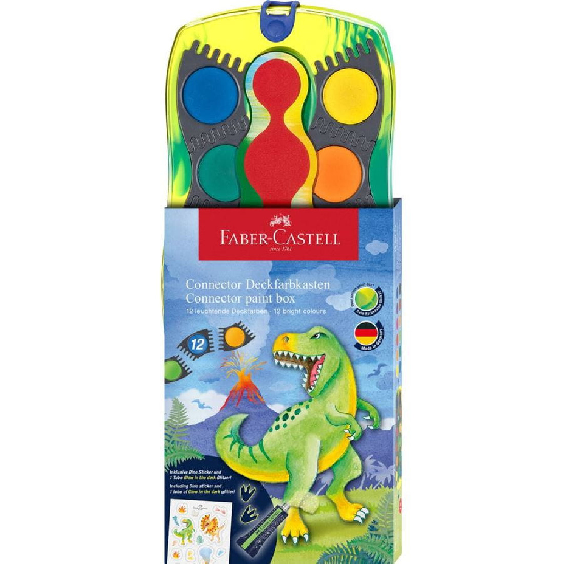 Faber Castell Paint box Connector 12 colours dinosaur 125013