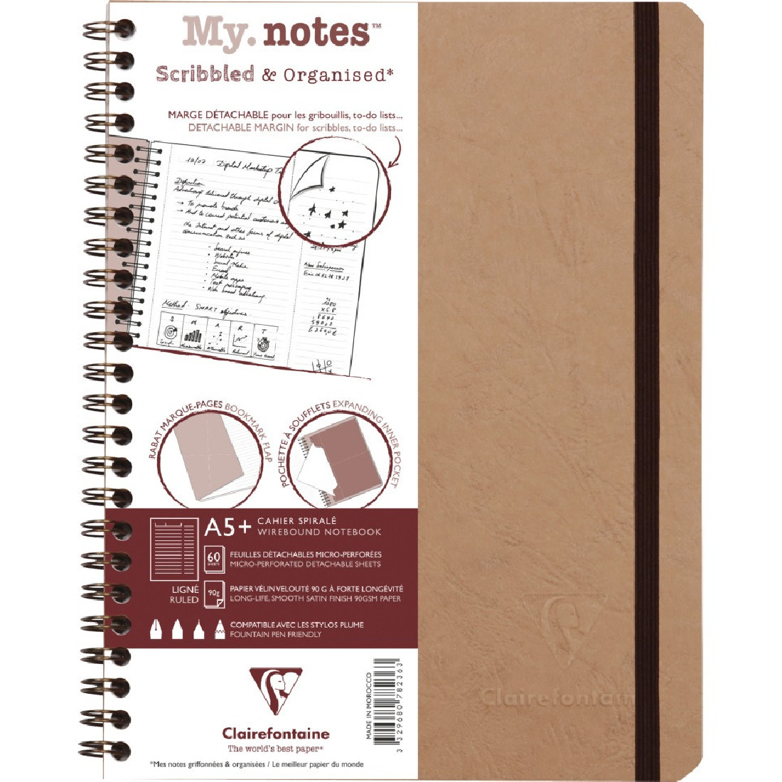 Clairefontaine Rhodia Age Bag 78236 Cahier Spiral Notebook A5 16 x 21 cm 60 Pages Brown Leather Effect Cover