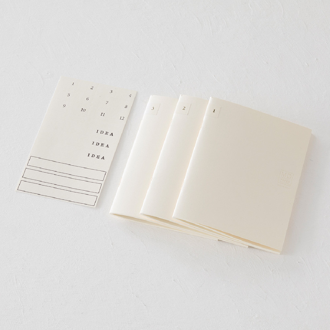 Midori MD Notebook Light A6 148x105mm, Blank, 3pcs pack, Label stickers, Saddle Stitched, 48 pages each, 15297006