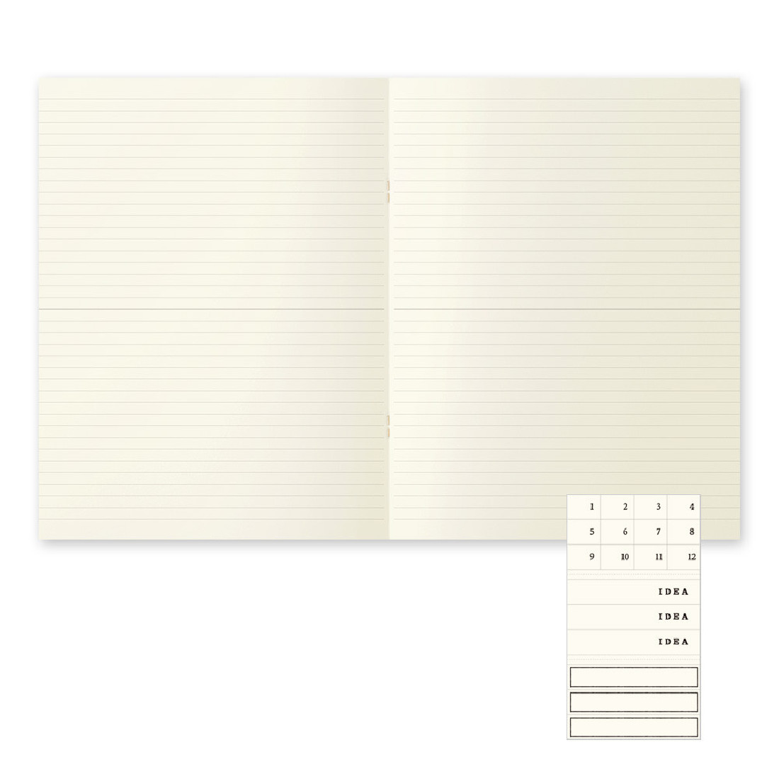 Midori MD Notebook Light A4 210 x 290mm, Lined, 3pcs pack, Label stickers, Saddle Stitched, 48 pages each, 15307006
