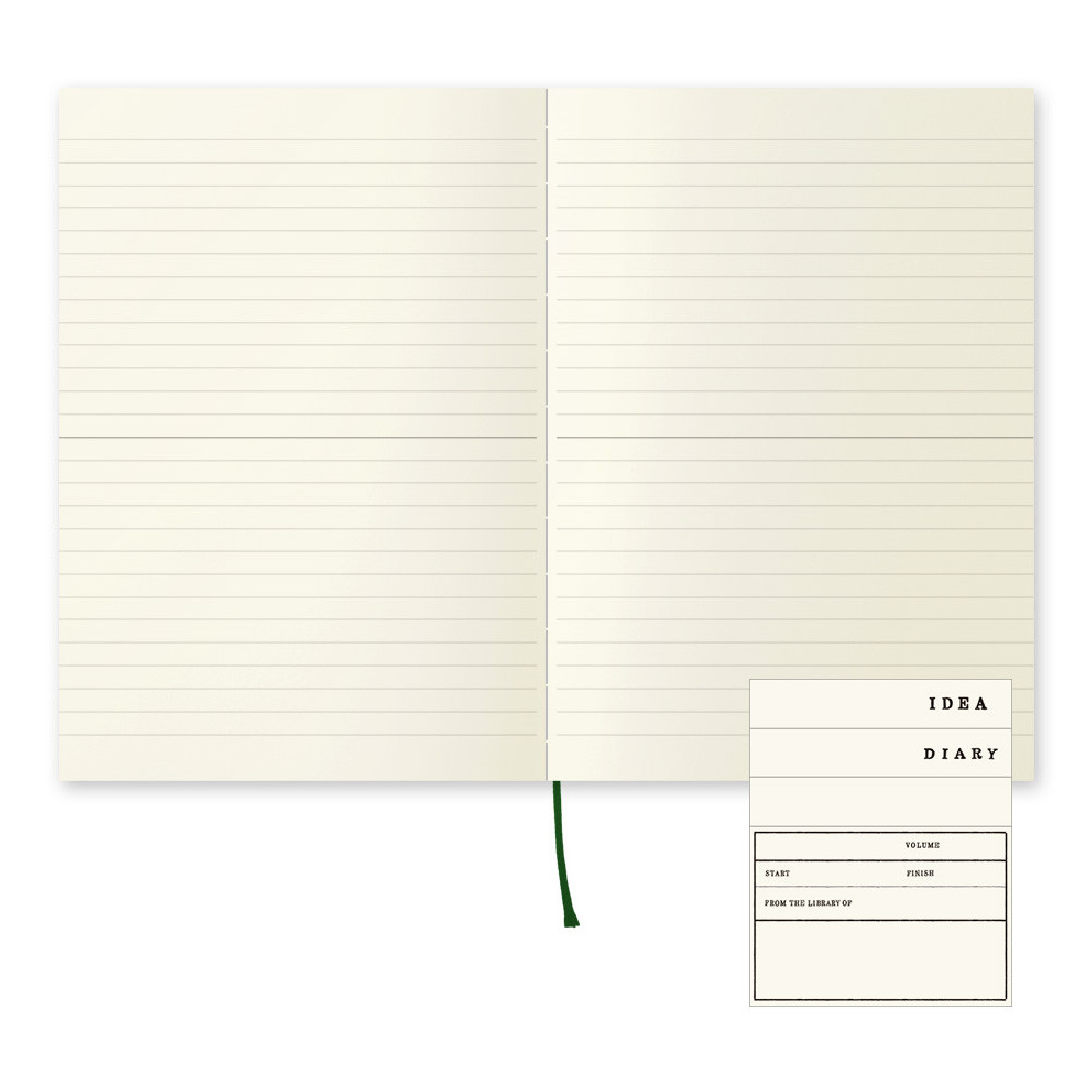 Midori MD Notebook A5148x210 mm, 176 pages, glassine paper cover, Lined, Bookmark string, Label stickers, Thread-stitched book-binding (15294006)