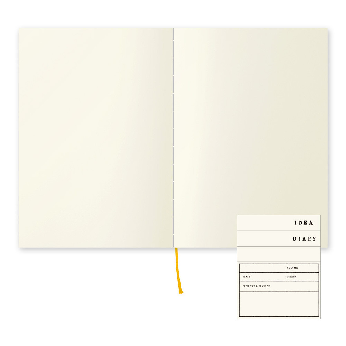 Midori MD Notebook A5 148x210 mm, 176 pages, glassine paper cover, Blank, Bookmark string, Label stickers, Thread-stitched book-binding 15293006