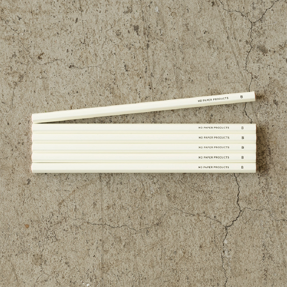 Midori MD pencils 6 pieces, B, white, 35322006