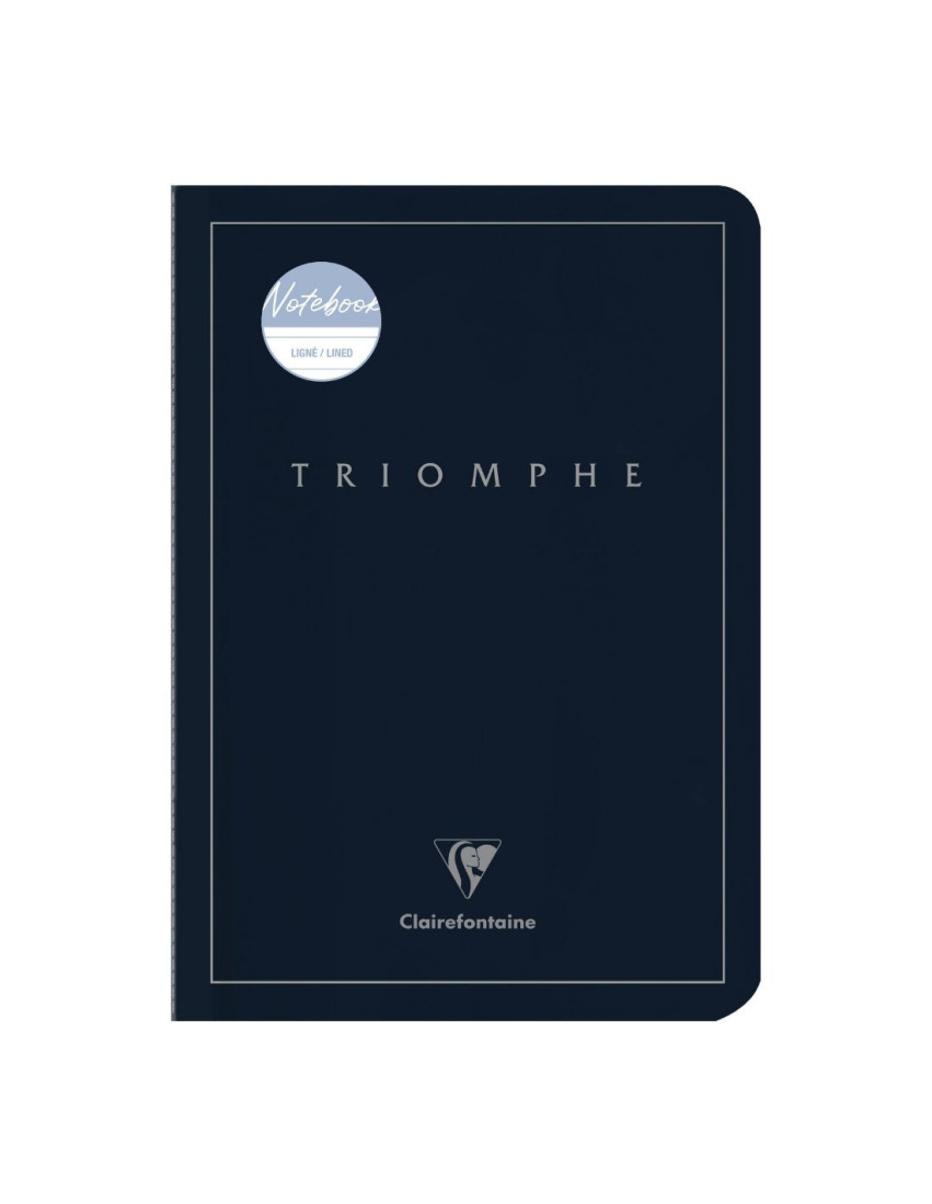 Clairefontaine Rhodia 37126 Triomphe platinum Collection  Black Sewn Notebook - A5 21x14,8 cm - 96 Lined ivoire Pages - 90 g Paper - Card Cover with platinum Marking