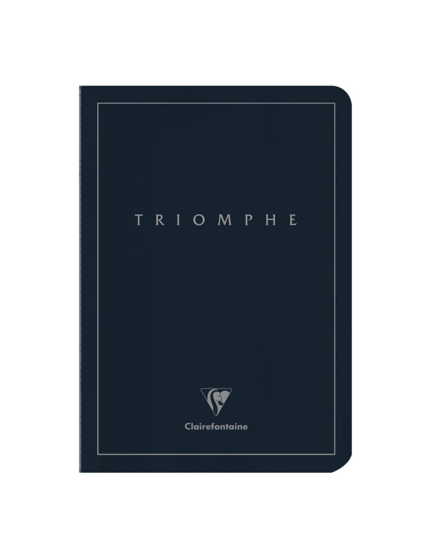 Clairefontaine Rhodia 37126 Triomphe platinum Collection  Black Sewn Notebook - A5 21x14,8 cm - 96 Lined ivoire Pages - 90 g Paper - Card Cover with platinum Marking