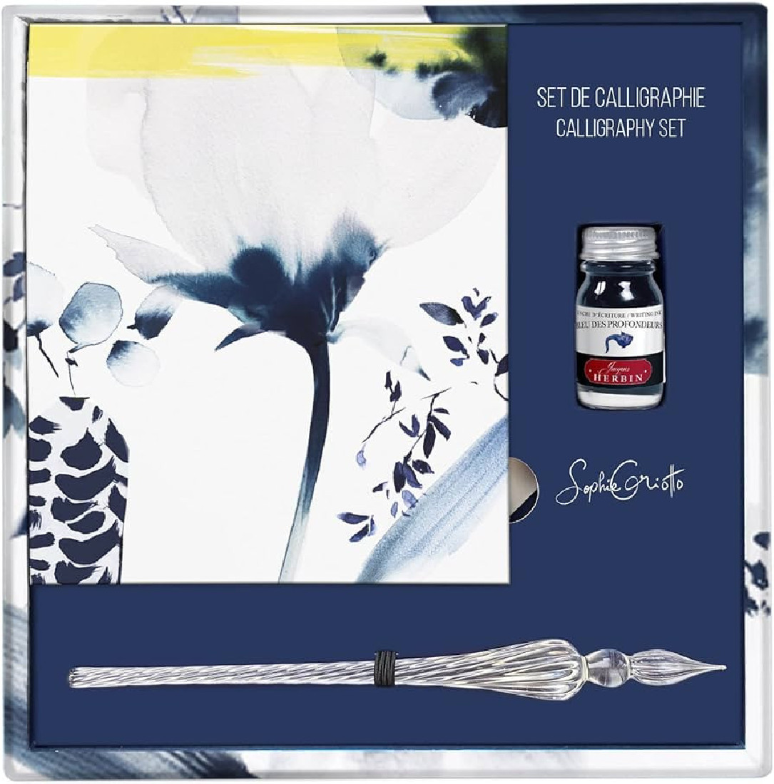 Clairefontaine Calligraphie set with glass pen, art notebook ang bottled ink