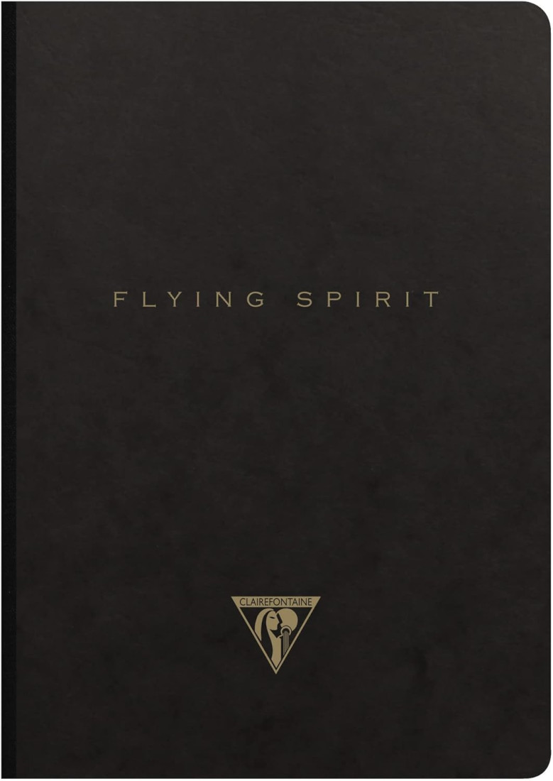 Clairefontaine Rhodia 102546C - A Flying Spirit paperback canvas notebook 96 ivory pages 14.8x21 cm 90g lined, black glossy card cover