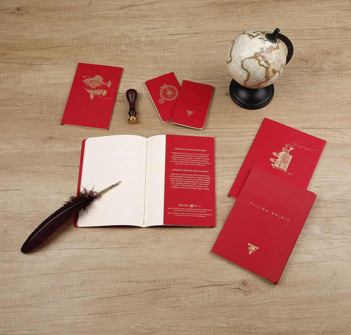 Clairefontaine Rhodia 106536C - Flying Spirit Red Notebook A5 with Thread Binding 48 Sheets Lined Ivory 90 g
