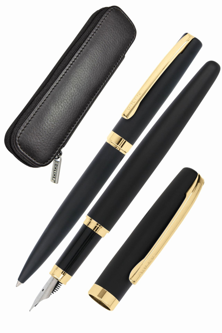 Online Eleganza Fountain Pen and Ballpen Gift Set  black gt 34598