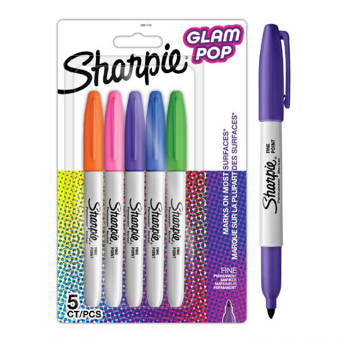 Sharpie Glam Pop Permanent Markers, 5 pcs Fine Point 2201774