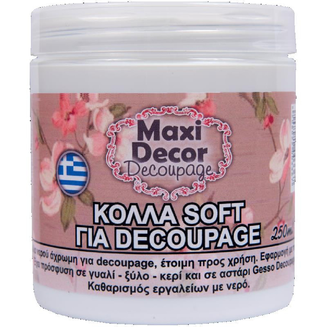 Κόλλα Soft Decoupage για Pιζόχαρτο 250ml  Maxi Decor