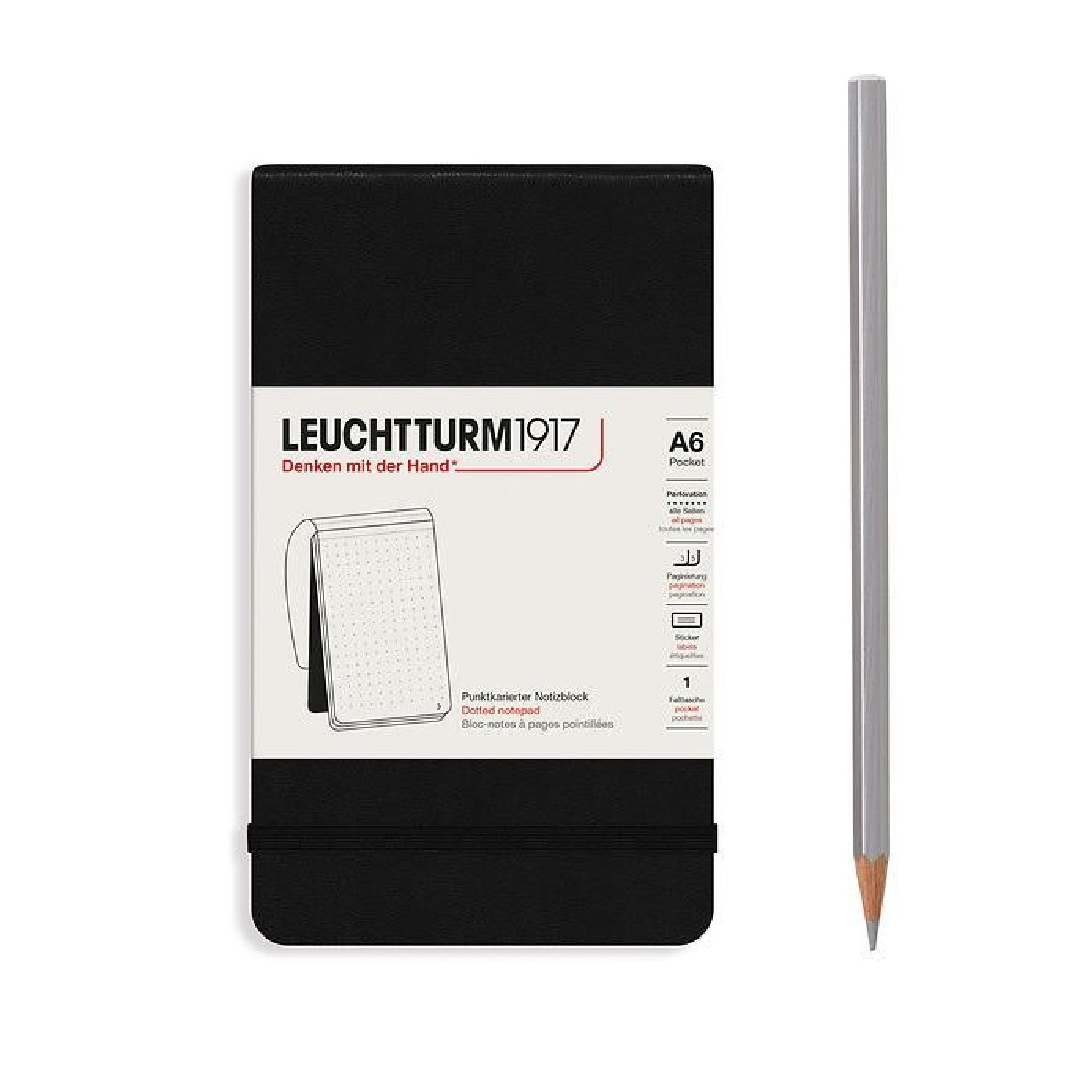Leuchtturm 1917 Reporter Notepad A6 Black Dotted Hard Cover