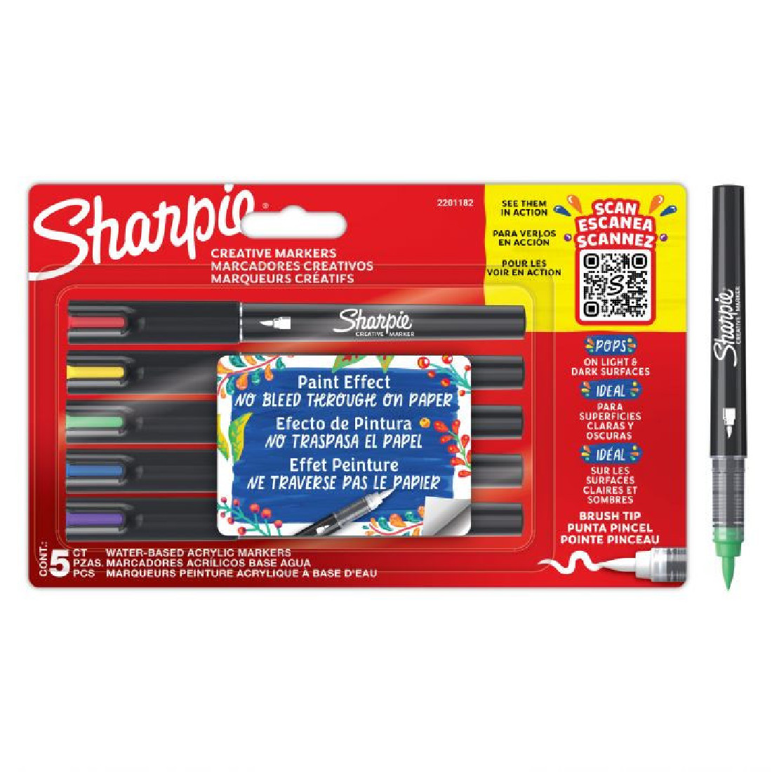 Sharpie Creative Acrylic Marker Brush tip blister of 5 2201182