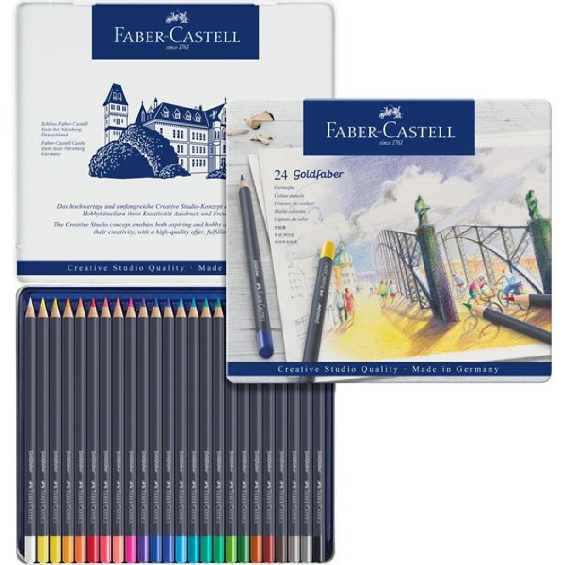 Faber Castell Goldfaber colour pencil, tin of 24 pcs 114724