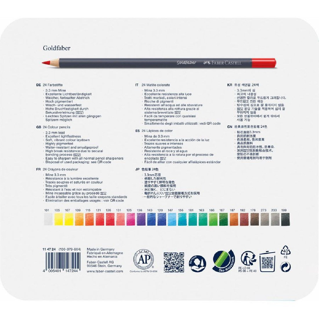 Faber Castell Goldfaber colour pencil, tin of 24 pcs 114724