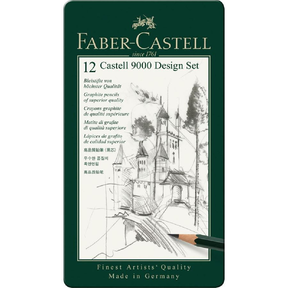 Faber Castell 9000 Graphite Pencil Design Set,  Tin of 12, 119064