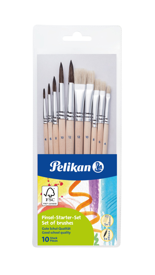 Pelikan Πινέλα Starter Στρογγυλλά-Πλακέ 10pcs  700405.