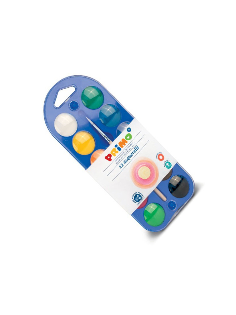 Νερομπογιές 12 τεμαχίων με δώρο πινέλο 110Α12Β Primo