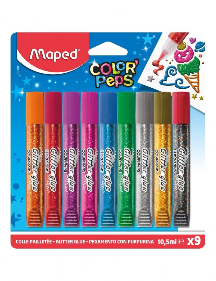 Κόλλα με glitter 10,5ml x 9 σωληνάρια σε blister 813010 Maped