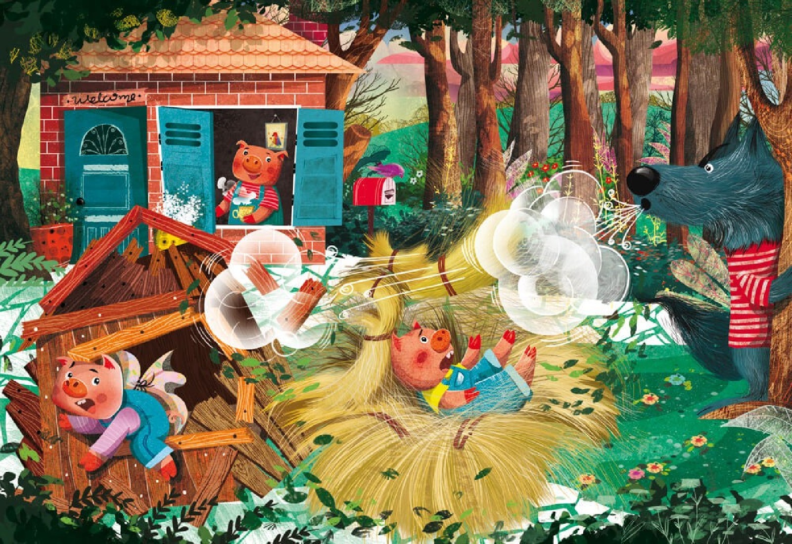 Puzzle (2 x 48τμχ.) Τα τρία γουρουνάκια- Ο παπουτσωμένος γάτος  ΕΛΛΗΝΟΕΚΔΟΤΙΚΗ