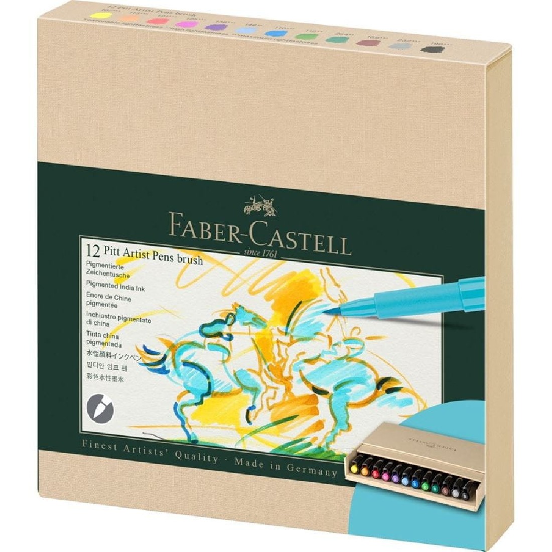 Faber Castell Pitt Artist Pen Brush India ink pen, studio box of 12, 167190.