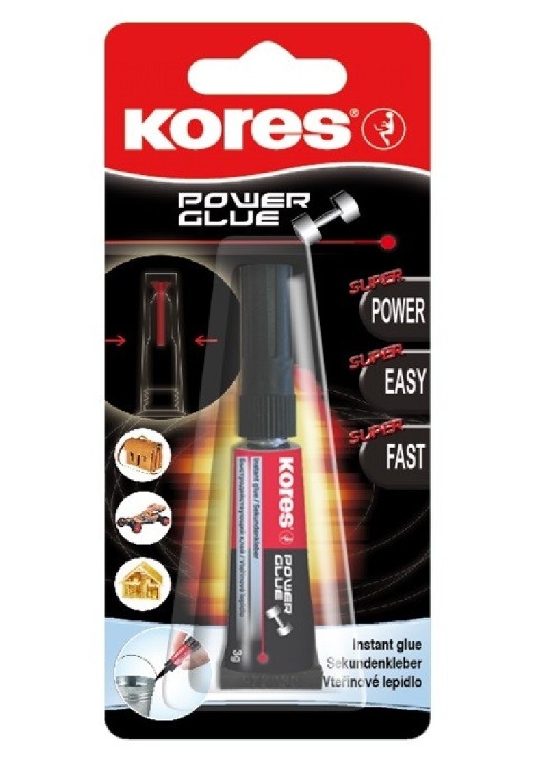Kόλλα Στιγμής υγρή σε Blister Power Glue 3gr 26312 Kores