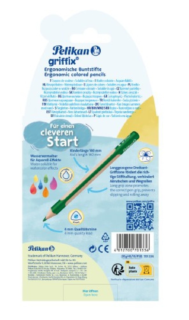 Pelikan Ξυλομπογιές Χονδρές Griffix 9+1 μολύβι 701334