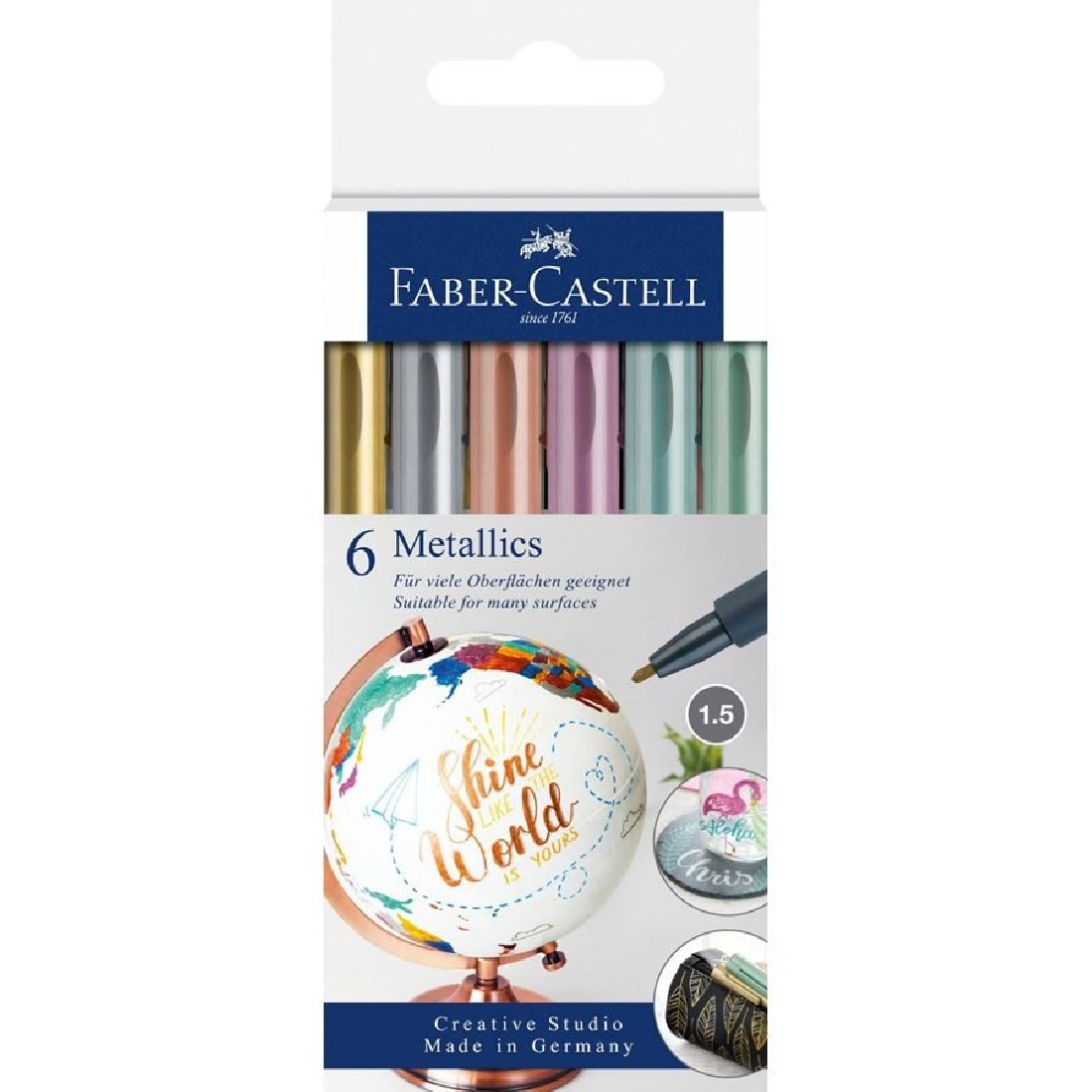 Metallics Marker cardboard wallet of 6 160706 Faber Castell