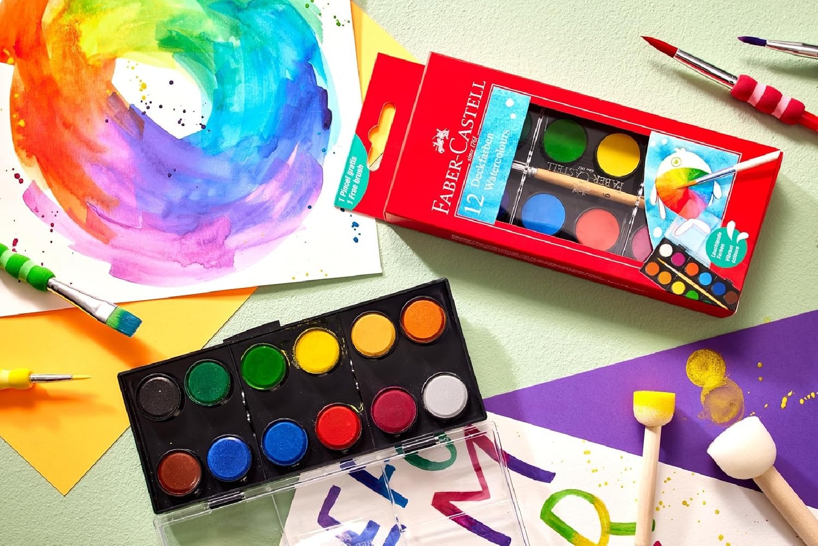 Faber Castell Νερομπογιές 12 Χρωμάτων μεγάλο 125018