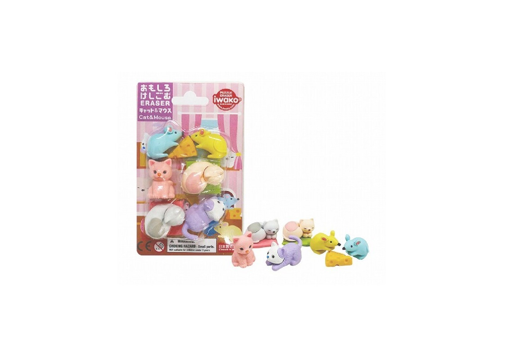Puzzle Eraser - Cat & Mouse Iwako
