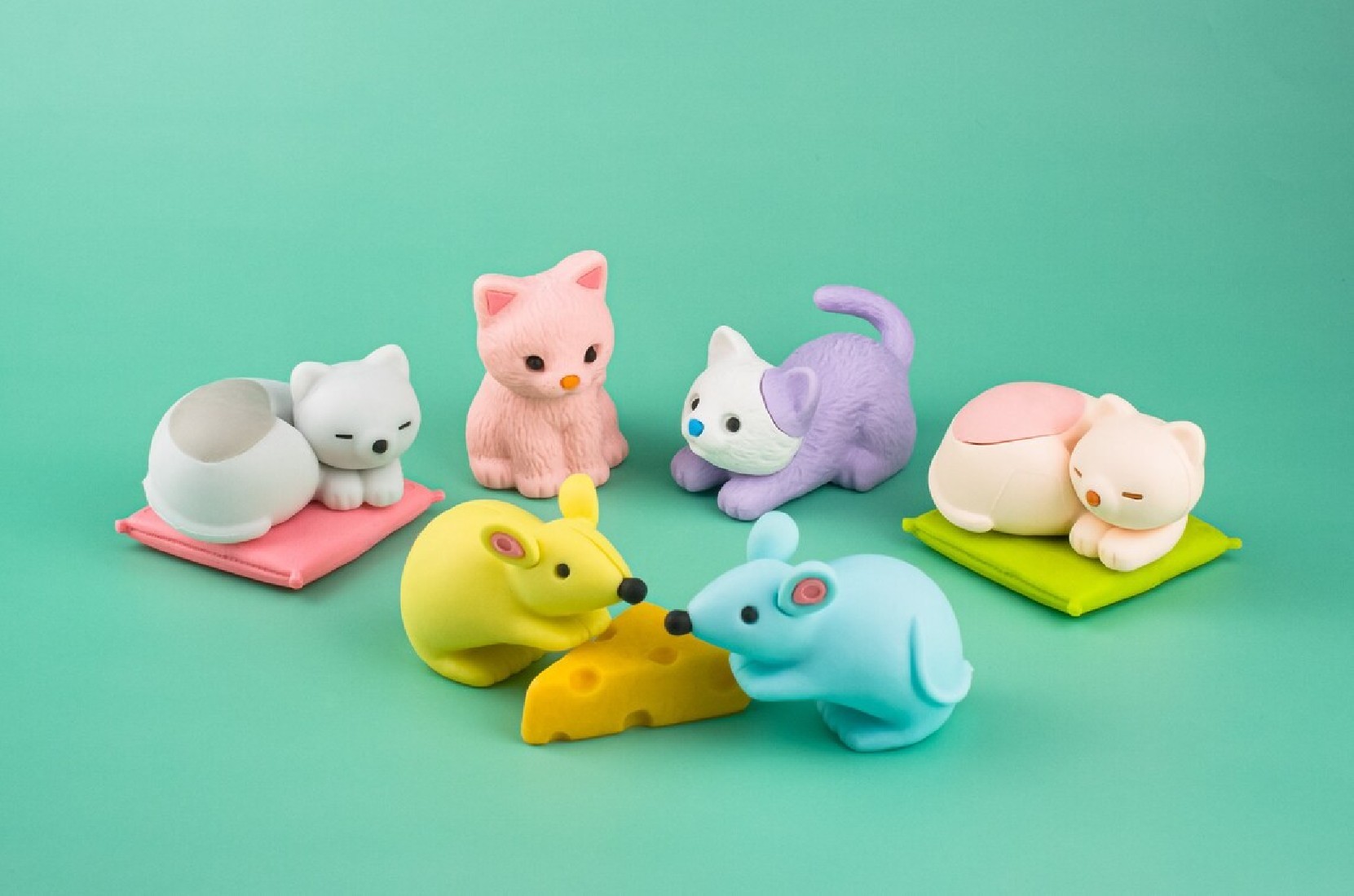 Puzzle Eraser - Cat & Mouse Iwako