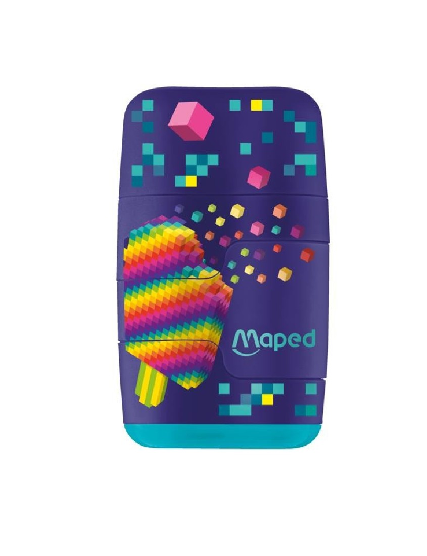 Γόμα Ξύστρα Connect Pixel 2 τρύπες 049223 Maped