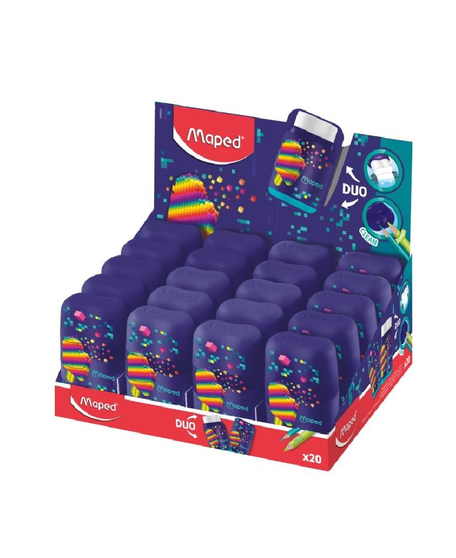 Γόμα Ξύστρα Connect Pixel 2 τρύπες 049223 Maped