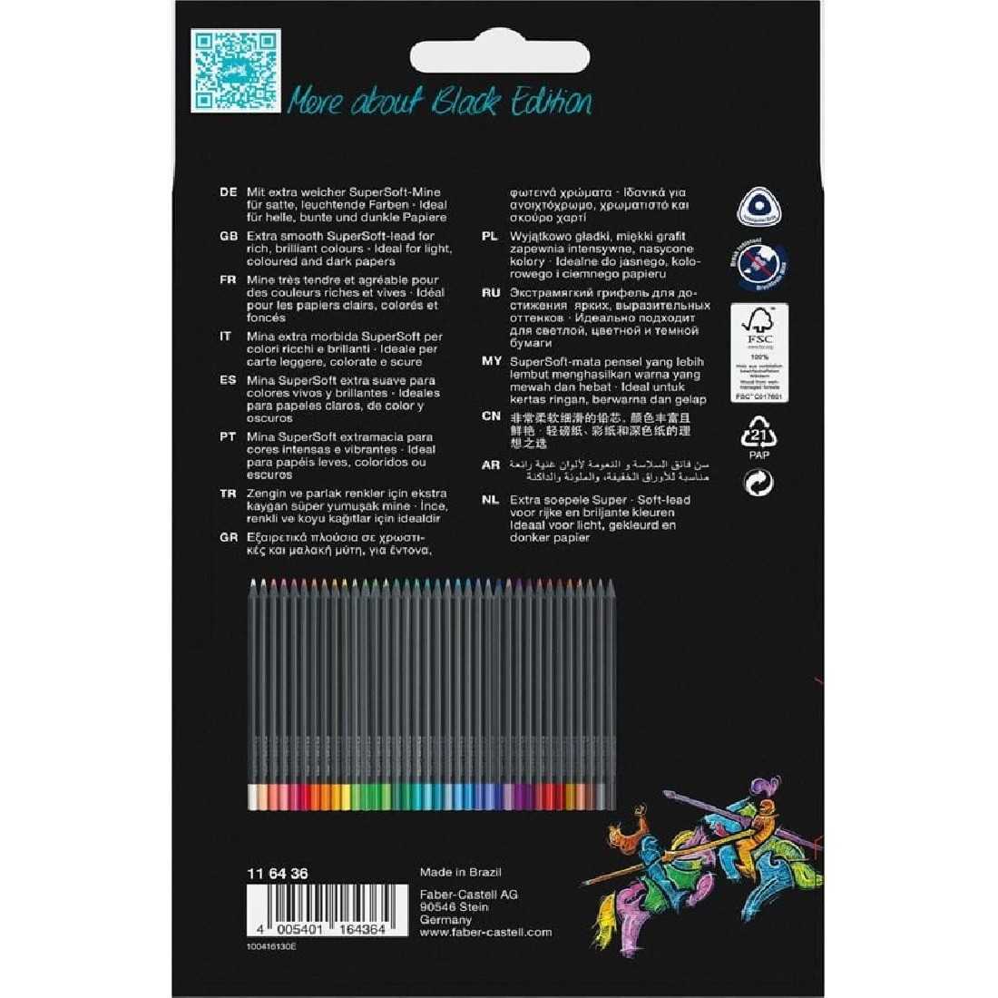Faber Castell Black Edition colour pencils, cardboard box of 36, 116436