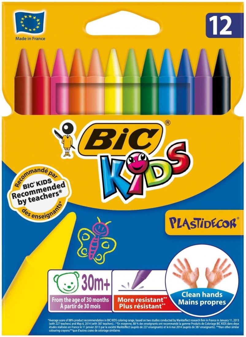 Κηρομπογιές Kids Plastidecor (12 Τεμάχια) Bic
